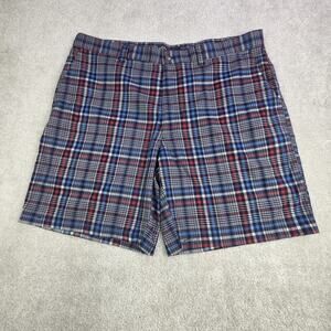 Calaway Performance Plaid Golf Shorts 40x8 Red White Blue Lightweight Quick Dry